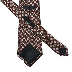 Vintage Alfred Dunhill Silk Tie Burgundy Blue Gold Floral Made in England 58.5"